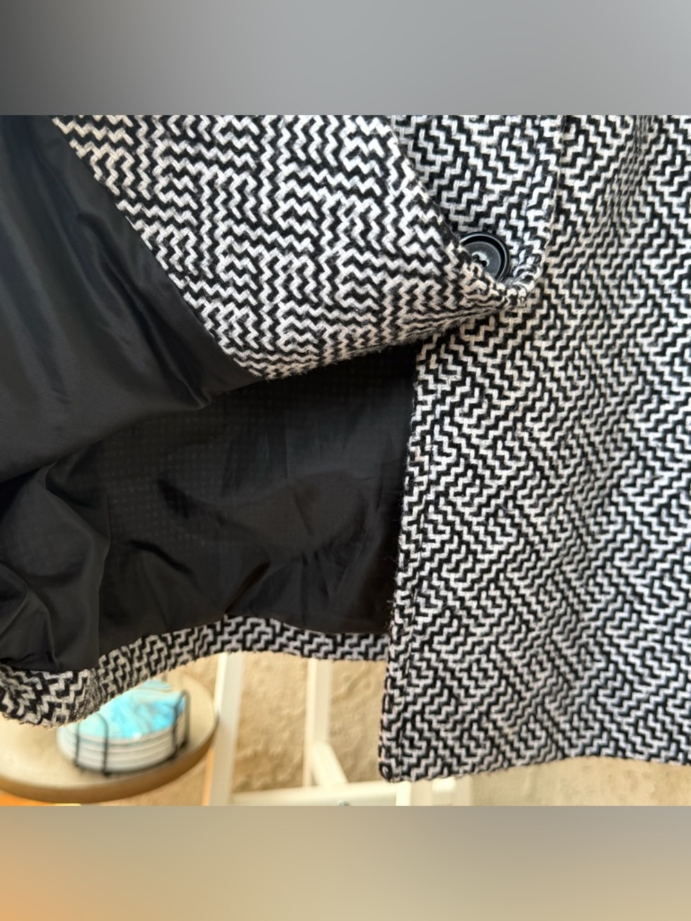 Tulle Navy and White Patterned Pea Coat - Picture 7 of 14